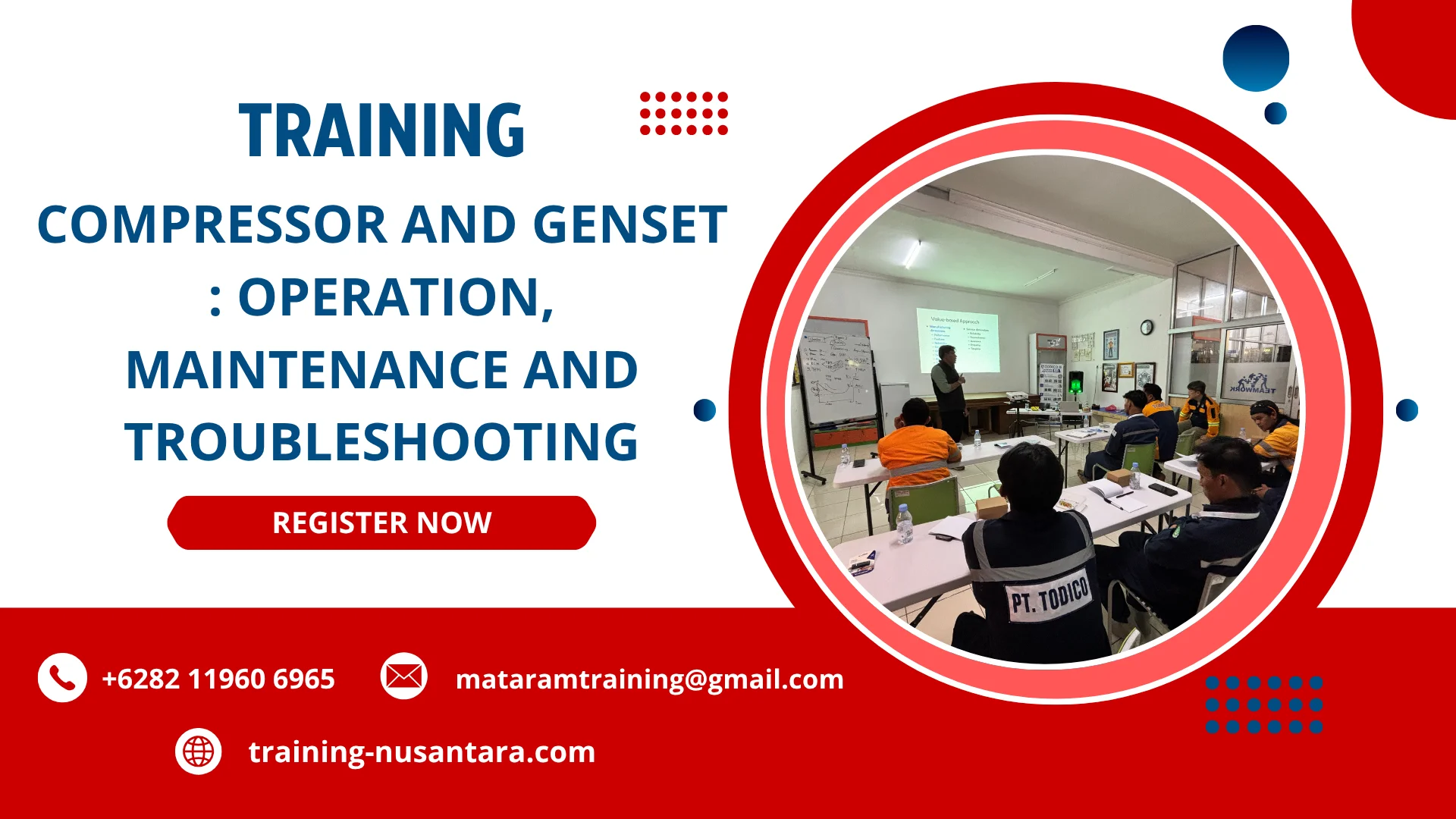 TRAINING COMPRESSOR AND GENSET : OPERATION, MAINTENANCE AND TROUBLESHOOTING DI JAKARTA